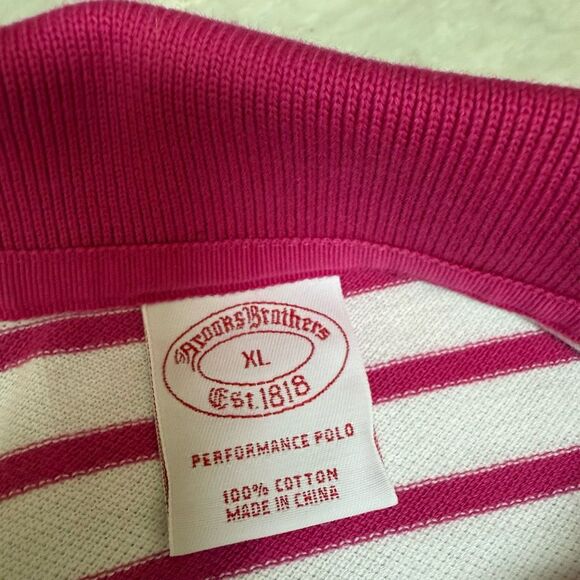 Brooks Brothers women’s 100% cotton pink striped polo shirt size XL - Picture 4 of 7